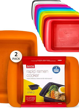Rapid Ramen Cooker | Microwavable Cookware for Instant Ramen | BPA Free and Dishwasher Safe | Perfect for Dorm, Small Kitchen or Office | Orange, 2 Pack
