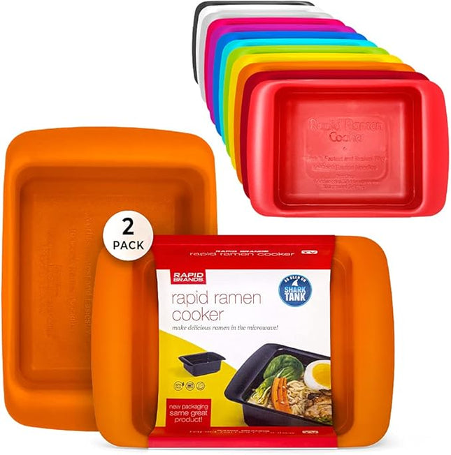 Rapid Ramen Cooker | Microwavable Cookware for Instant Ramen | BPA Free and Dishwasher Safe | Perfect for Dorm, Small Kitchen or Office | Orange, 2 Pack