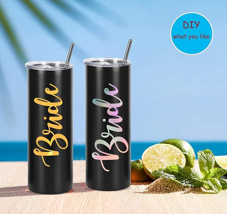 12 Pack 20 Oz Straight Skinny Tumblers,Individually Gift Boxed Stainless Steel Slim Skinny Tumbler Set Bulk, 20 Oz Insulated Slim Thin Travel Tumbler Cup for Diy, Black