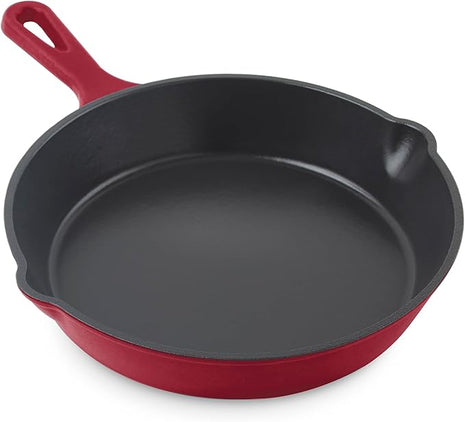 DASH Zakarian 7.5 Inch Small Nonstick Cast Iron Skillet with Pour Spouts for Searing, Baking, Grilling, Roasting and More - Cranberry
