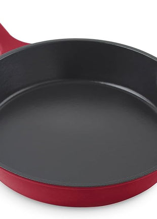 DASH Zakarian 9.5 Inch Small Nonstick Cast Iron Skillet with Pour Spouts for Searing, Baking, Grilling, Roasting and More - Cranberry