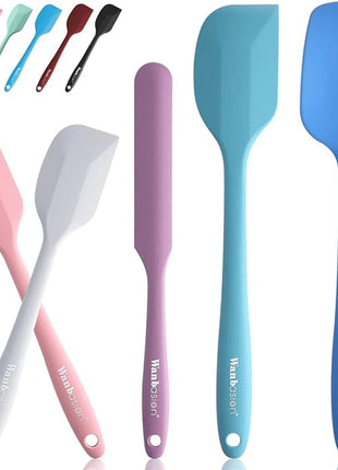 Wanbasion 5 Piece Premium Silicone Spatula Set Heat Resistant, Colorful Rubber Baking Spatula Set, Kitchen Spatula Set Dishwasher Safe for Nonstick Cookware Cooking Mixing Multicolor-6