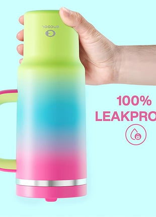 40 oz Tumbler with Handle and Straw: Stainless Steel Insulated Tumbler Keeps Cold for 24 Hours, Leakproof Travel Cup Fits in Cup Holder and BPA-Free, Lime Sorbet