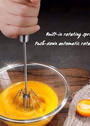 Stainless Steel Egg Whisk, Digead Hand Push Rotary Whisk Blender, whisks for cooking, Hand Push Mixer Stirrer for Blending, Whisking, Beating & Stirring (10+12in)
