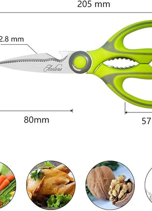 Kitchen Shears, Acelone Premium Heavy Duty Shears Ultra Sharp Stainless Steel Multi-function Kitchen Scissors for Chicken/Poultry/Fish/Meat/Vegetables/Herbs/BBQ… (Light Green)