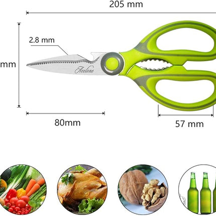 Kitchen Shears, Acelone Premium Heavy Duty Shears Ultra Sharp Stainless Steel Multi-function Kitchen Scissors for Chicken/Poultry/Fish/Meat/Vegetables/Herbs/BBQ… (Light Green)