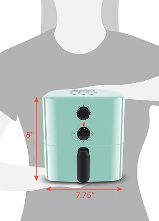 Elite Gourmet EAF-3218BL Personal 1.1Qt Compact Space Saving Electric Hot Air Fryer Oil-Less Healthy Cooker, Timer & Temperature Controls, PFOA Free, Mint