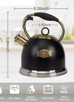 Tea Kettle -3.0 Quart Tea Kettles Stovetop Whistling Teapot Stainless Steel Tea Pots for Stove Top Whistle Tea Pot