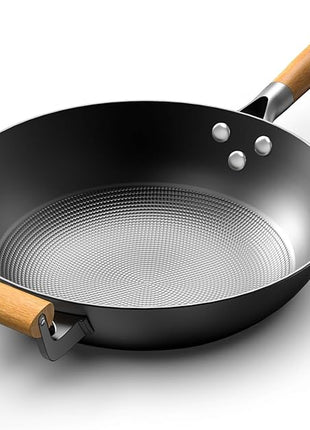 imarku NonStick Wok Pan, 12.5 inch Woks & Stir-Fry Pans Nonstick, Cast Iron Wok with Detachable Handle, Easy Clean Nonstick Frying Pan, Compatible with All Cooktops, Best Gifts for Women/Men