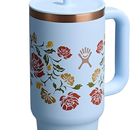 Hydro Flask 40 Oz Travel Tumbler with Handle, Lid and Straw - Insulated Stainless Steel in Western Light Blue