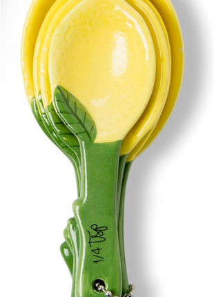 Lemon Ceramic Spoons Set: Lemon Shaped Measuring Spoons: 1 Tablespoon, 1 Teaspoon, 1/2 Teaspoon and 1/4 Teaspoon