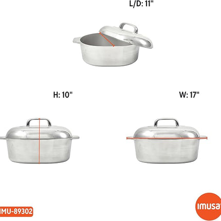 IMUSA USA Heavy Duty Cajun Oval Aluminum Roaster 15, Silver