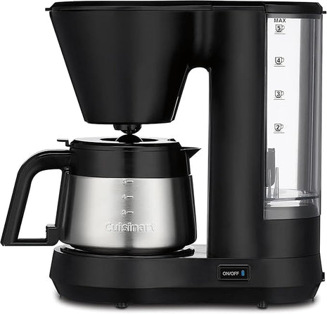 Cuisinart 5-Cup Coffee Maker with Stainless Steel Carafe, Coffee Machine with Removable Water Reservoir, Charcoal Water Filter, 30-Minute Keep Warm, and Brew Pause, DCC-5570NAS, Stainless Steel