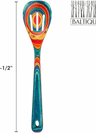 Totally Bamboo Baltique Montego Bay Collection 12-1/2" Wooden Slotted Cooking Spoon, Safe for Nonstick