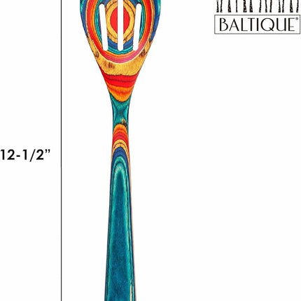 Totally Bamboo Baltique Montego Bay Collection 12-1/2" Wooden Slotted Cooking Spoon, Safe for Nonstick