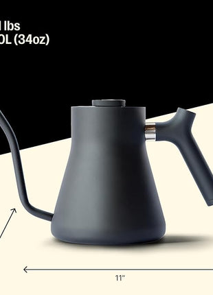 Fellow Stagg Stovetop Pour-Over Coffee and Tea Kettle - Gooseneck Teapot with Precision Pour Spout, Built-In Thermometer, Matte Black, 1 Liter