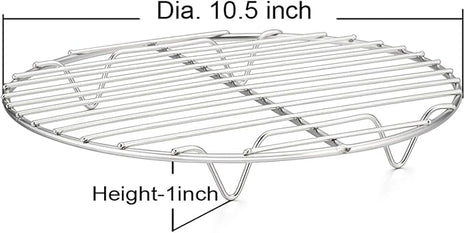 P&P CHEF Round Cooking Rack, 3 Pcs Stainless Steel Baking Cooling Steaming Grilling Rack, Fits Air Fryer/Stockpot/Pressure Cooker/Round Cake Pan, Oven & Dishwasher Safe (10.5 Inch)
