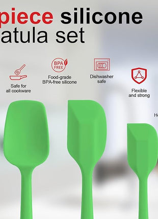 Silicone Spatula Set - Rubber Spatula - 600°F Heat Resistant Baking Spoon & Spatula (Dark Green)