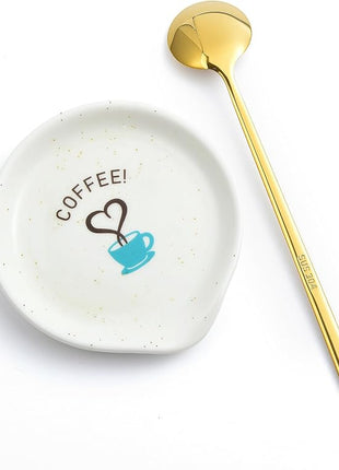 FANGSUN Coffee Spoon and Rest Set,Mini Spoon Holder for Teaspoon, Stirrers, Farmhouse Ceramic 3.5-Inch Small Tea Spoon Rest for Coffee Bar Accessories/Station Decor/Ideas Gifts, White