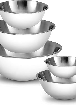 WHYSKO Meal Prep Stainless Steel Mixing Bowls Set, Home, Refrigerator, and Kitchen Food Storage Organizers | Ecofriendly, Reusable, Heavy Duty (White)