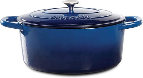 Crock-Pot Artisan Enameled Cast Iron Oval Dutch Oven, 7-Quart, Sapphire Blue