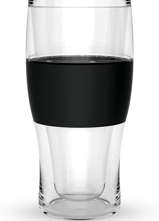 Host FREEZE Beer Glasses, Frozen Beer Mugs, Freezable Pint Glass Set, Insulated Pint Glass to Keep Your Drinks Cold, Double Walled Insulated Glasses, Tumbler for Iced Coffee, 16oz, Set of 2, Black