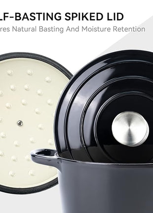 Miereirl 6 Quart Enameled Dutch Oven Pot with Lid, Cast Iron Dutch Oven with Dual Handles for Bread Baking, Cooking, Non-stick Enamel Coated Cookware (Black)