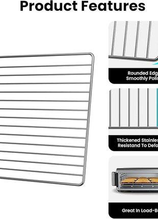 13.4'' x 13.4'' Wire Rack for Baking with Ninja SP101, SP100, SP1001C, SP201 Foodi Air Fry Oven, Stainless Steel Wire Rack for Cooking, Oven Racks Replacements for Ninja Air Fryer Replace