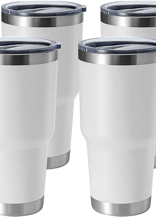 HASLE OUTFITTERS 30oz Stainless Steel Tumbler, Double Wall Vacuum Insulated Travel Mug Tumbler, Durable Insulated Coffee Mug, Gift Box Set (White, 4)