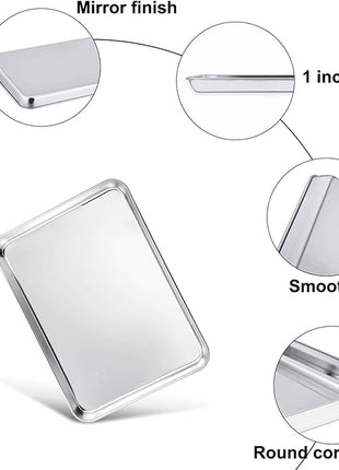 TeamFar Toaster Oven Pan Tray with Cooling Rack, Stainless Steel Toaster Ovenware Pan, Compact 8''x10.5''x1'', Healthy & Non Toxic, Rust Free & Easy Clean - Dishwasher Safe