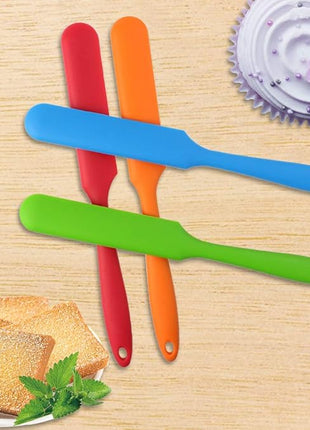 4pcs Silicone Spatula Set Heat Resistant Cake Cream Butter Spatulas Mixing Batter Scraper Non-Stick Flexible Baking Cooking Tool 4 Colors (multicolor)