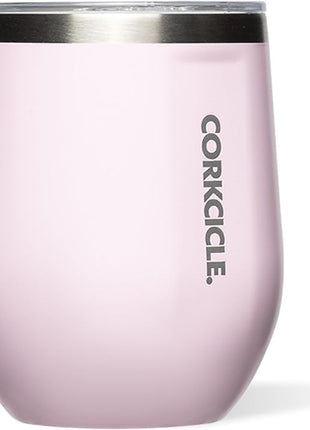 Corkcicle Stemless Wine Tumbler - Keeps Drinks Cold for 6 Hours - Triple-Insulated Stainless Steel - Non-Slip Base - Summer Drinkware Gift - Keeps Drinks Ice Cold - 12 oz - Powder Puff