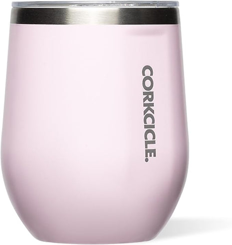 Corkcicle Stemless Wine Tumbler - Keeps Drinks Cold for 6 Hours - Triple-Insulated Stainless Steel - Non-Slip Base - Summer Drinkware Gift - Keeps Drinks Ice Cold - 12 oz - Powder Puff