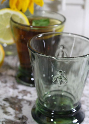 La Rochere Napoleon Bee Green Tumbler Set of 6 – La Rochere Bee Glassware Sets – Fancy Glassware Drinking Glasses (9 oz)