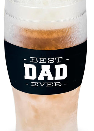 Host Freeze Best Dad Ever Insulated Glass Tumbler for Cold Drinks, Freezable Gifts for Dad, Double Wall Insulated Beer Glass for Chilled Lager, IPA, Ale & Iced Coffee, 16 oz, Set of 1
