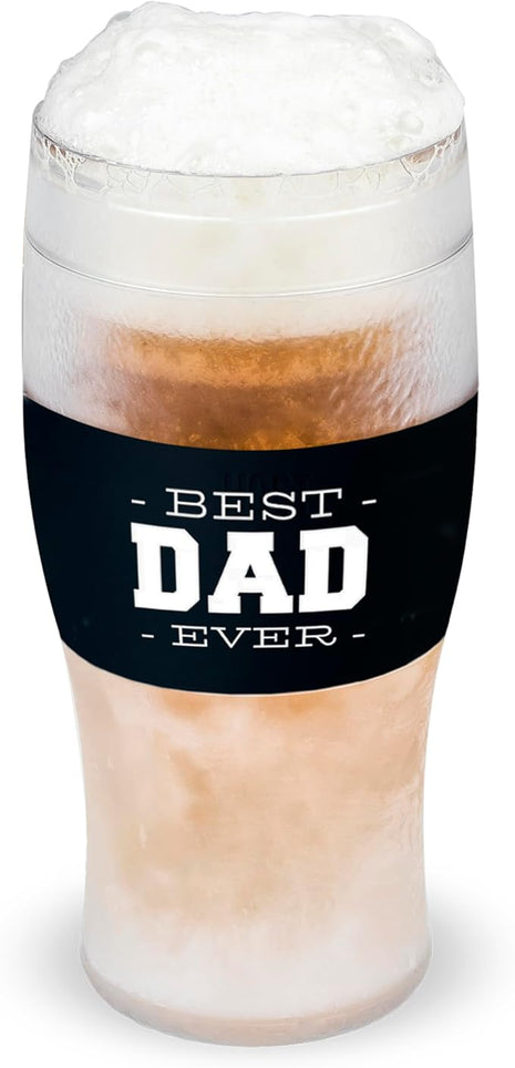 Host Freeze Best Dad Ever Insulated Glass Tumbler for Cold Drinks, Freezable Gifts for Dad, Double Wall Insulated Beer Glass for Chilled Lager, IPA, Ale & Iced Coffee, 16 oz, Set of 1