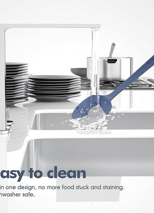 5 Pieces Silicone Spatula Set, Food Grade Rubber Spatula, Upgrade Strong Handle with Ergonomic Grip, Heat Resistant Up to 600°F for Nonstick Cookware, Cooking Blue