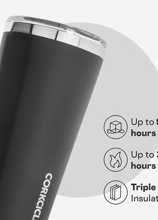 Corkcicle Classic Tumbler - Keeps Drinks Cold for 9 Hours & Hot for 3 - Triple-Insulated Stainless Steel - Holiday Tumbler Gift - 16 oz - Matte Black