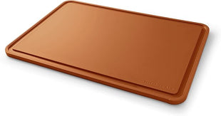 KitchenAid Classic Plastic Cutting Board with Perimeter Trench and Non Slip Edges, Dishwasher Safe, 12 x 18 inch, Scorched Orange