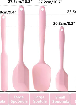 5 Piece Pink Silicone Spatula Set, Heat Resistant Rubber Spatulas Set, Silicone Kitchen Utensils Set Dishwasher Safe for Nonstick Cookware Baking Cooking