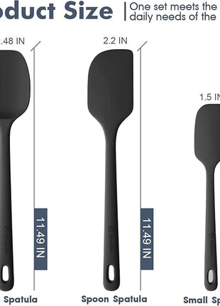 3 Pieces Silicone Spatula Set, Food Grade Rubber Spatula, Upgrade Strong Handle with Ergonomic Grip, Heat Resistant for Nonstick Cookware, Cooking