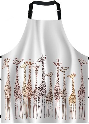 EKOBLA Giraffes Aprons Animal Cute Wild Cartoon Africa Safari Tall Group Crowded Spot Zoo Waterproof Resistant Chef Cooking Kitchen BBQ Adjustable Aprons for Women Men 27x31 Inch
