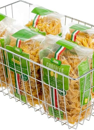 Freezer Wire Storage Baskets,Farmhouse Organizer Storage Bins Large Organizer Bins for Laundry Room, Closets, Garage, Office, Bathroom, Pantry Organization Storage Bins -Set of 2 (Chrome)