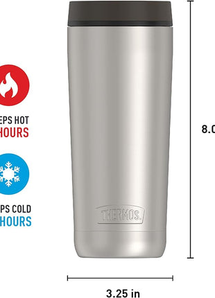 THERMOS ALTA SERIES Stainless Steel Tumbler 18 Ounce, Matte Steel/Espresso Black