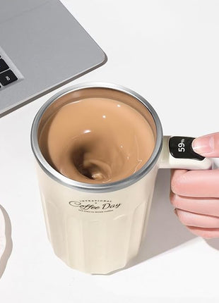 Self Stirring Mug,Self Stirring Coffee Mug,Suitable for Coffee, Milk, Cocoa and Other Beverages (Cream-temperature, 12 Ounces)
