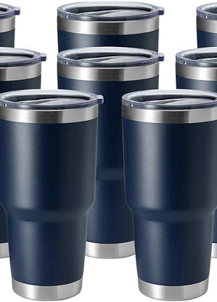 HASLE OUTFITTERS 30oz Stainless Steel Tumbler, Double Wall Vacuum Insulated Travel Mug Tumbler, Durable Insulated Coffee Mug, Gift Box Set (Navy, 8)