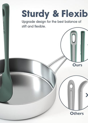 4 Pieces Silicone Spatula Set, Food Grade Rubber Spatula, Upgrade Strong Handle with Ergonomic Grip, Heat Resistant for Nonstick Cookware, Cooking