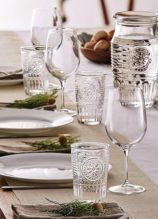 Bormioli Rocco Romantic Set Of 6 Cooler Glasses, 16 Oz. Clear Crystal Glass, Made In Italy.
