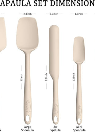 Coukre Silicone Spatula Set of 5,High Temperature Resistant, Food Grade Silicone, Dishwasher Safe, for Baking, Cooking (Pure Beige)