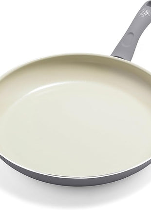 GreenLife Soft Grip 12" Frying pan, Non-Toxic PFAS-Free Ceramic Nonstick, Stay-Cool Handles, Wobble Free, Dishwasher & Oven Safe, Gray